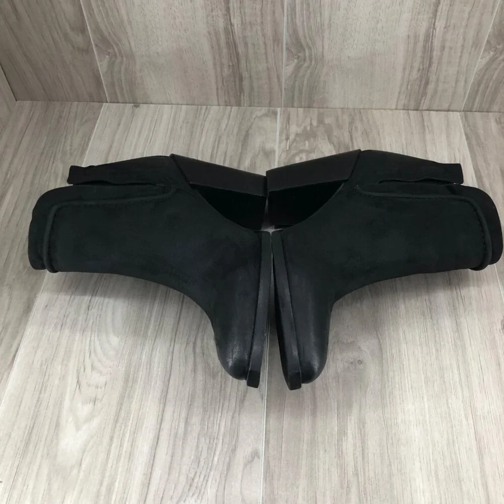 Crevo Ankle Boots Womens 7 Kazzee Black Nubuck Leather Slip On Chelsea Booties
